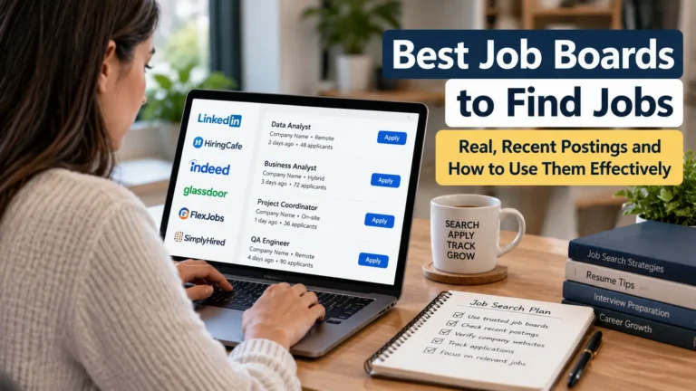 Best job boards for finding recent job postings on LinkedIn, Hiring Cafe, Indeed, and other job sites.